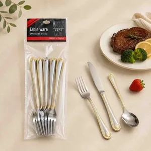 Viljuške za kolače sa zlatnim detaljima na dršci, set od 6