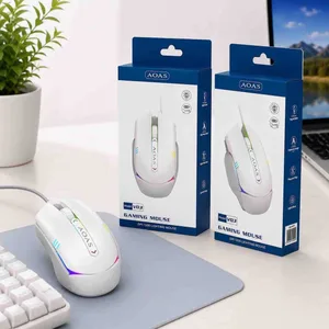 Žičani gejmerski miš s RGB svjetlom AOAS V03, bijeli
