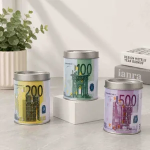Limena pepeljara s poklopcem i printom novčanice (slika 2)