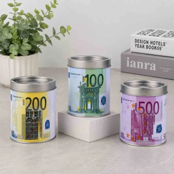 Limena pepeljara s poklopcem i printom novčanice