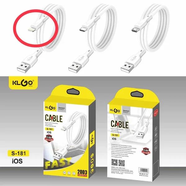 USB kabl Lightning KLGO S-181, 2 m, 2,4 A