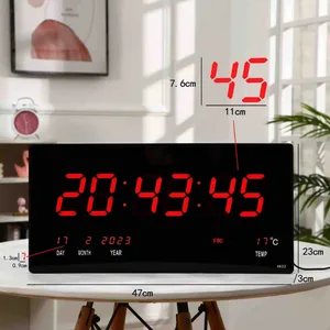 Veliki digitalni LED sat s kalendarom i temperaturom, 46 × 22 cm, JH-4622