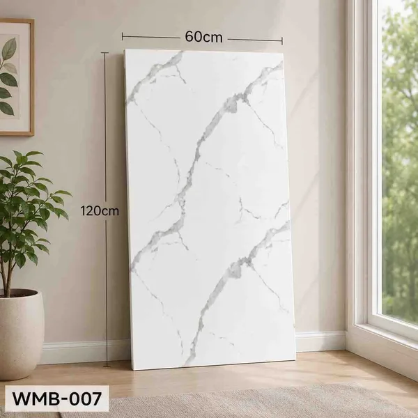 Samoljepljiva zidna pločica 60×120 cm — bijeli mramor sa sivim žilama WMB-007