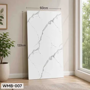 Samoljepljiva zidna pločica 60×120 cm — bijeli mramor sa sivim žilama WMB-007