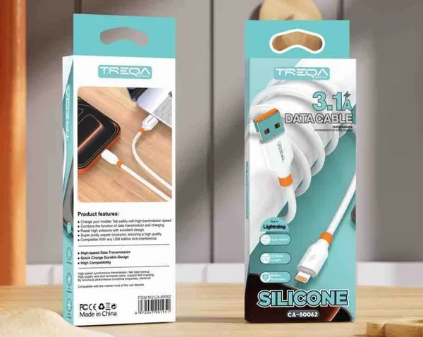 Silikonski kabl USB-A na Lightning TREQA CA-80062, do 3,1 A