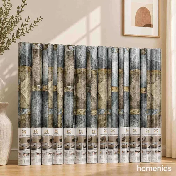 Samoljepljiva 3D tapeta 45 cm × 2 m — plavo-zlatna