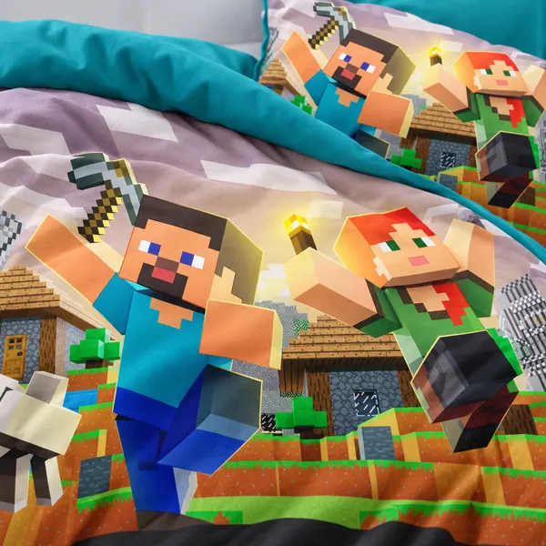 Dječija posteljina — Minecraft selo — detalj