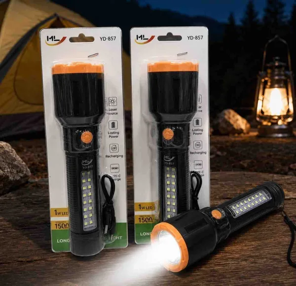 Punjiva baterijska lampa s bočnim LED svjetlom, USB YD-857