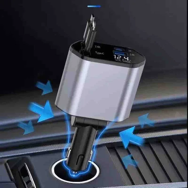 Auto punjač 4 u 1 s izvlačnim kablovima, 120 W (slika 2)