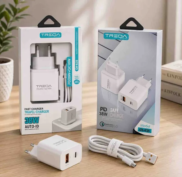 Brzi punjač TREQA CH-635 38 W (PD 20 W + QC 18 W) s micro USB kablom