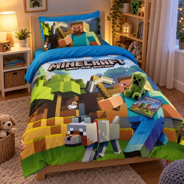 Dječija posteljina — Minecraft Steve i vuk — ambijent