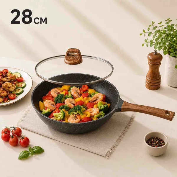 Duboka tava s poklopcem 28 cm, granitni premaz