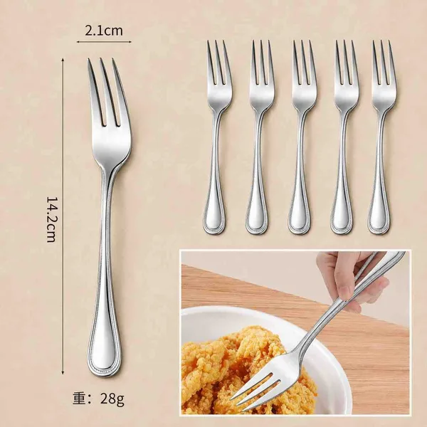 Viljuške s ukrasnim rubom drške, set od 6 — 14 cm, za desert