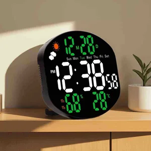 Digitalni LED sat s daljinskim, temperaturom i vlagom, 38 × 16 cm (slika 3)