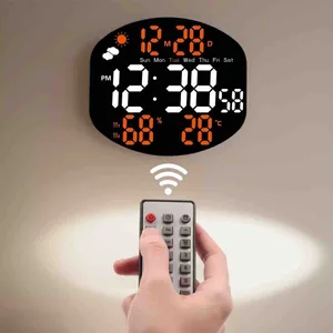 Digitalni LED sat s daljinskim, temperaturom i vlagom, 38 × 16 cm (slika 5)