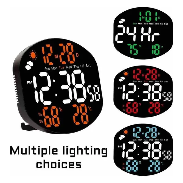 Digitalni LED sat s daljinskim, temperaturom i vlagom, 38 × 16 cm (slika 4)