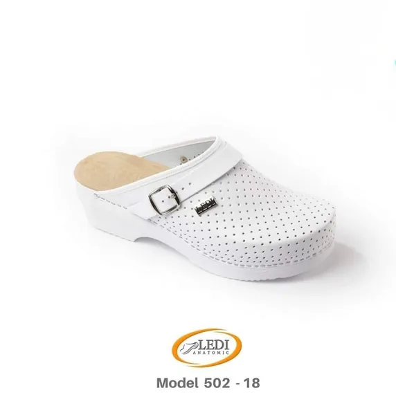LEDI ANATOMIC 502-18 — bijele perforirane klompe s kopčom