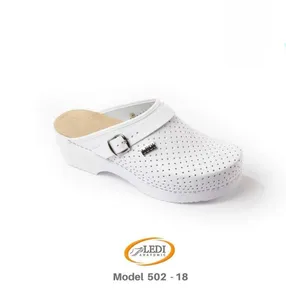 LEDI ANATOMIC 502-18 — bijele perforirane klompe s kopčom
