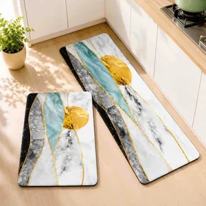 Set prostirki za kuhinju 40×60 i 40×120 cm — zlatni mramor