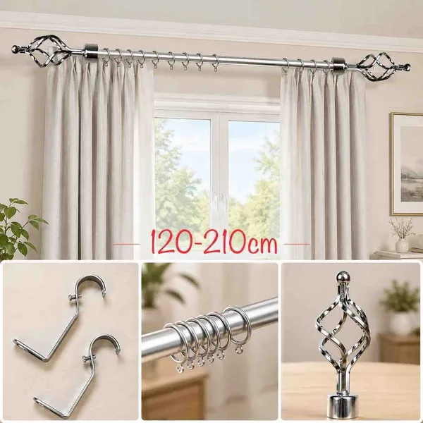 Produživa karnišla s ukrasnim završecima, srebrna — 120–210 cm