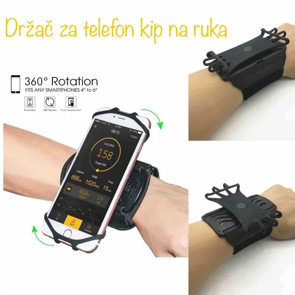 Držač za mobitel za ruku, za trčanje, okretni 360°