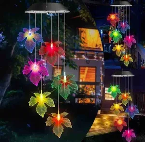 Solarna viseća lampa zvonce koja mijenja boje — s listovima (slika 2)