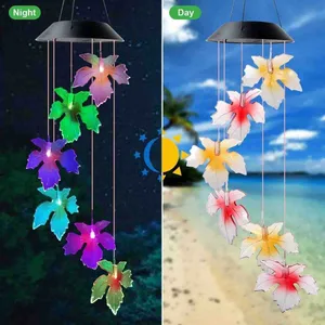 Solarna viseća lampa zvonce koja mijenja boje — s listovima