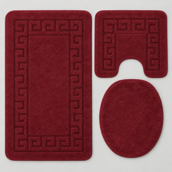 Set prostirki za kupatilo i WC, 3 dijela — bordo