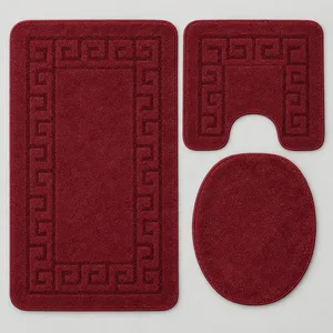 Set prostirki za kupatilo i WC, 3 dijela — bordo