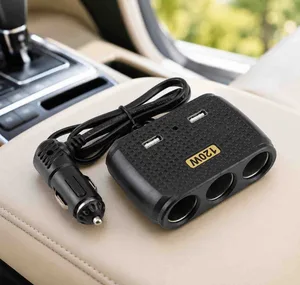 Razdjelnik upaljača za auto, 3 utičnice i 2 USB, 120 W