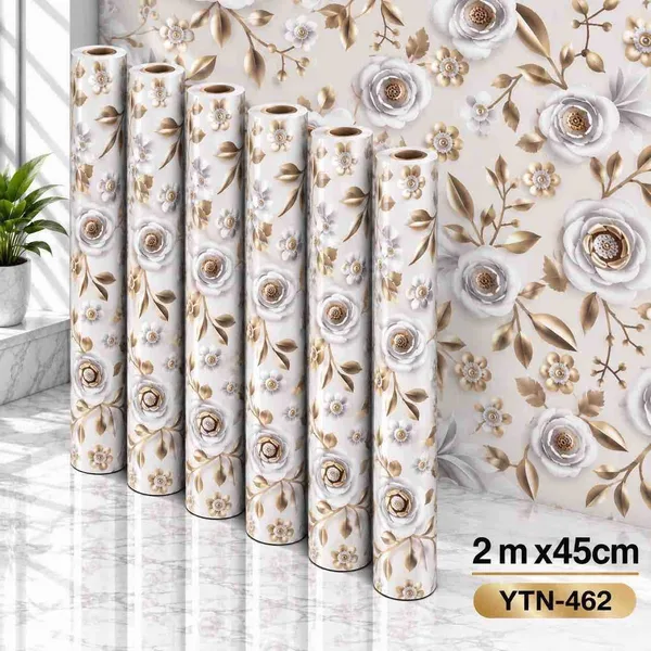 Samoljepljiva tapeta širine 45 cm — bež ruže YTN-462