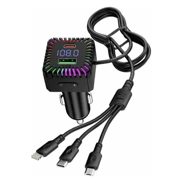 FM transmiter za auto s kablom 3 u 1 i LED osvjetljenjem, M40 (slika 2)