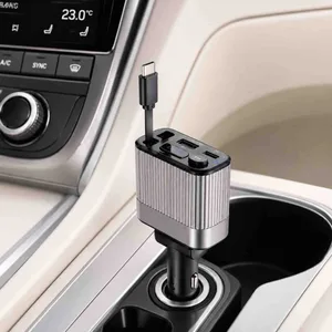 Auto punjač 70 W s izvlačnim kablovima i FM transmiterom, Q9C