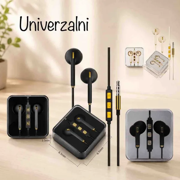Univerzalne slušalice s mikrofonom, crne sa zlatnim detaljima