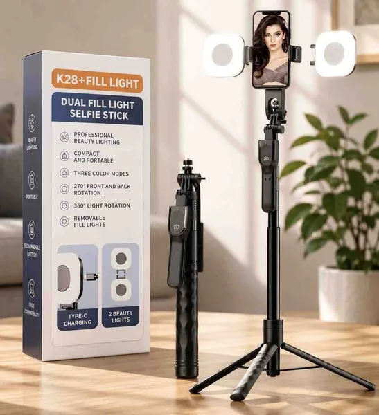 Selfie štap i tronožac s dva LED svjetla K28, do 170 cm