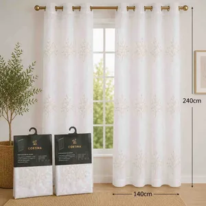 Bijela zavjesa od voala 140×240 cm — zlatno drvo