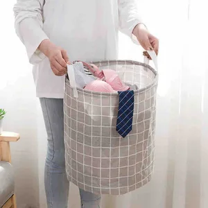 Okrugla platnena korpa za veš 40×40×50 cm (slika 3)