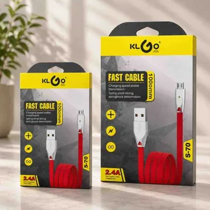 Pljosnati micro USB kabl KLGO S-70, 1 m, 2,4 A