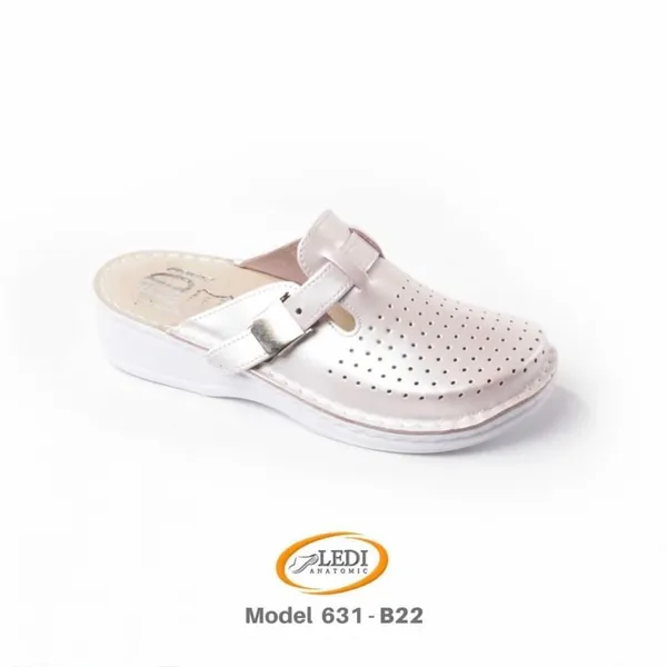 LEDI ANATOMIC 631-B22 — roze biserne perforirane klompe s kopčom