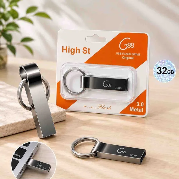 Metalni USB stik G88 s privjeskom za ključeve — 32 GB