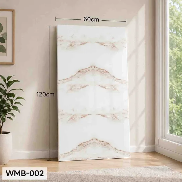 Samoljepljiva zidna pločica 60×120 cm — bijeli mramor s bež žilama WMB-002