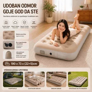 Samonaduvavajući dušek za jednu osobu 190×73 cm s ugrađenom pumpom