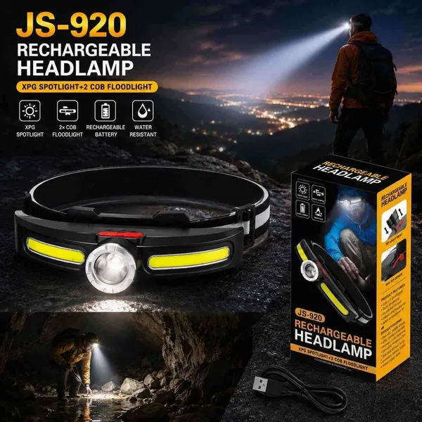 Punjiva čeona lampa s LED i 2 COB svjetla JS-920