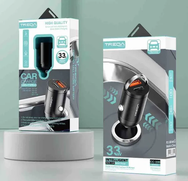 Mini auto punjač TREQA CC-330 33 W (USB-C + USB)