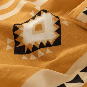 Posteljina pamuk-poliester jednostruka — karamel etno — detalj