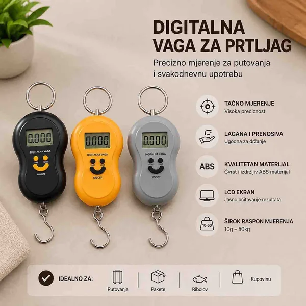 Digitalna vaga za prtljag s kukom, do 50 kg