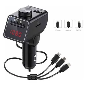 FM transmiter za auto s kablom 3 u 1 za punjenje, Q18S (slika 2)