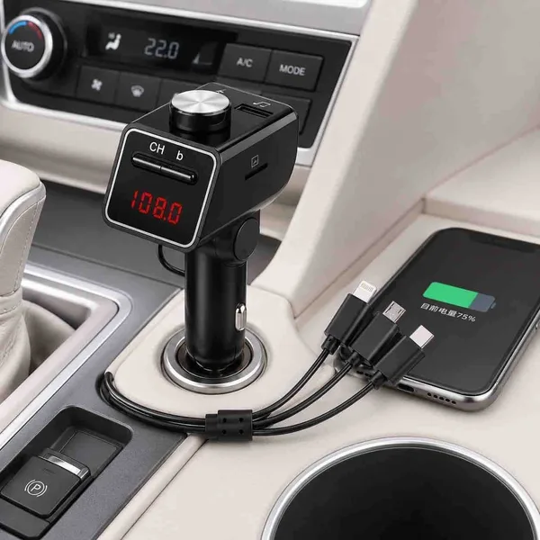 FM transmiter za auto s kablom 3 u 1 za punjenje, Q18S