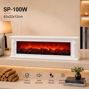 LED dekorativni kamin s efektom plamena — 83 cm, klasični okvir sa zlatnim