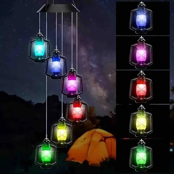 Solarna viseća lampa zvonce koja mijenja boje — s fenjerima